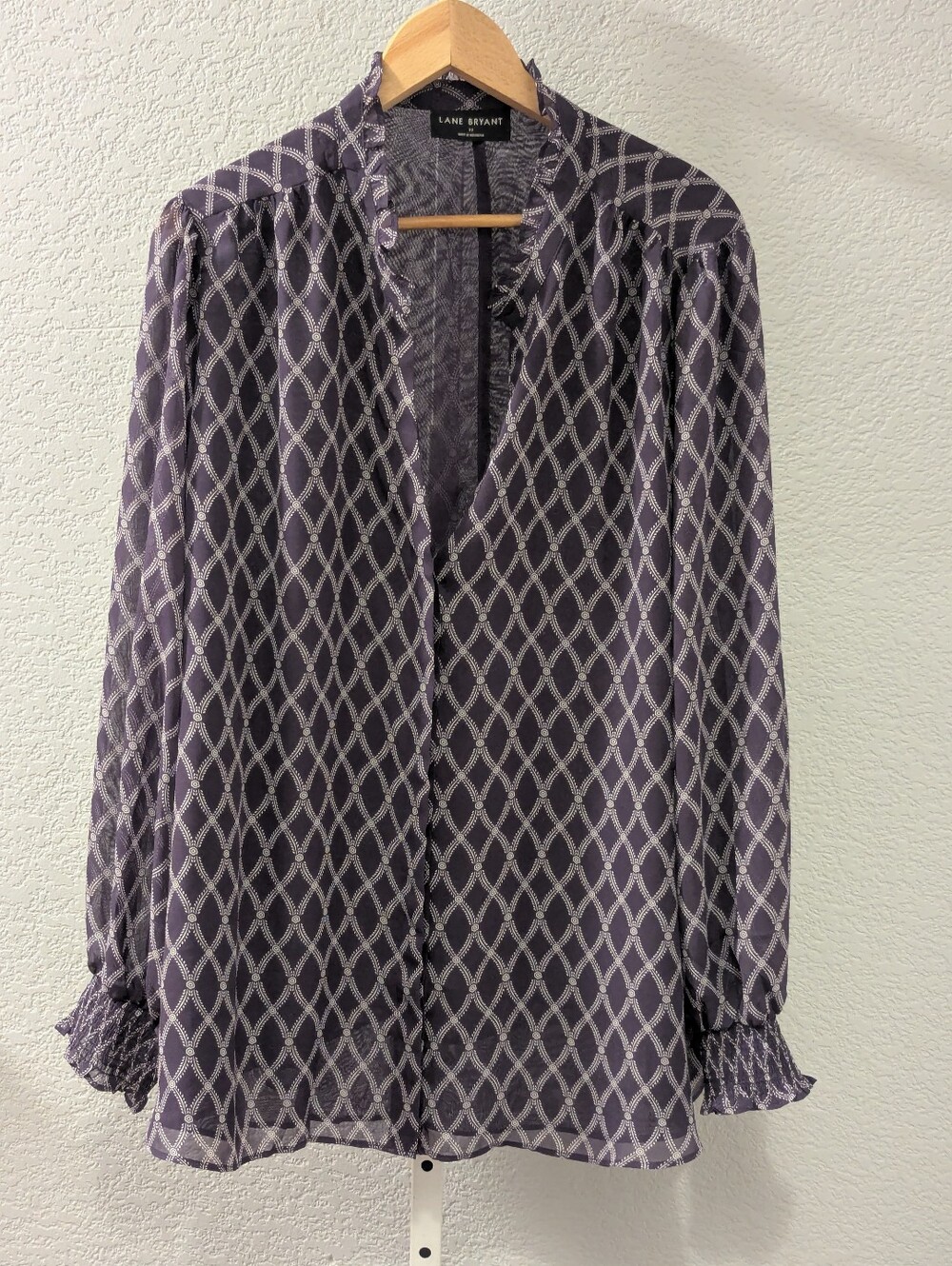 Lane Bryant Purple Button-Front Split-Neck Blouse Size 22